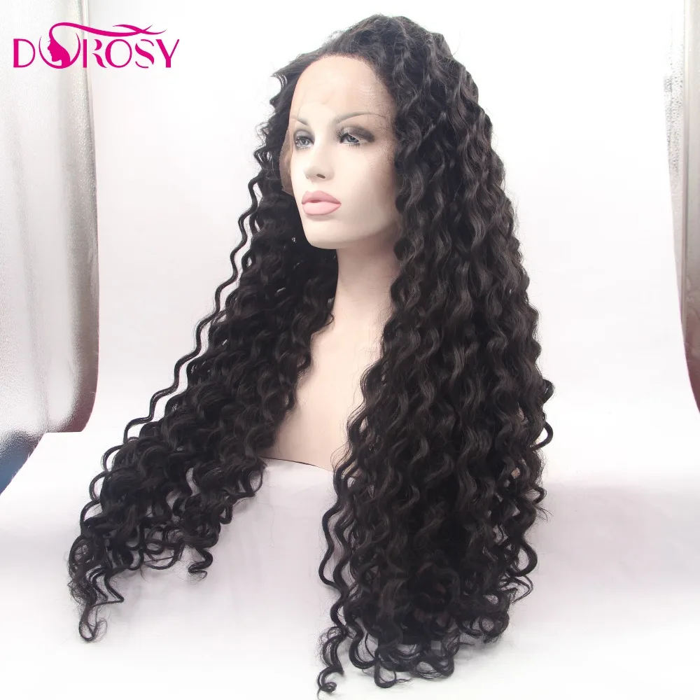 DOROSY волосы высокотемпературные волокна бразильские волосы полный черный длинный кудрявый синтетический парик для афро америанских женщин