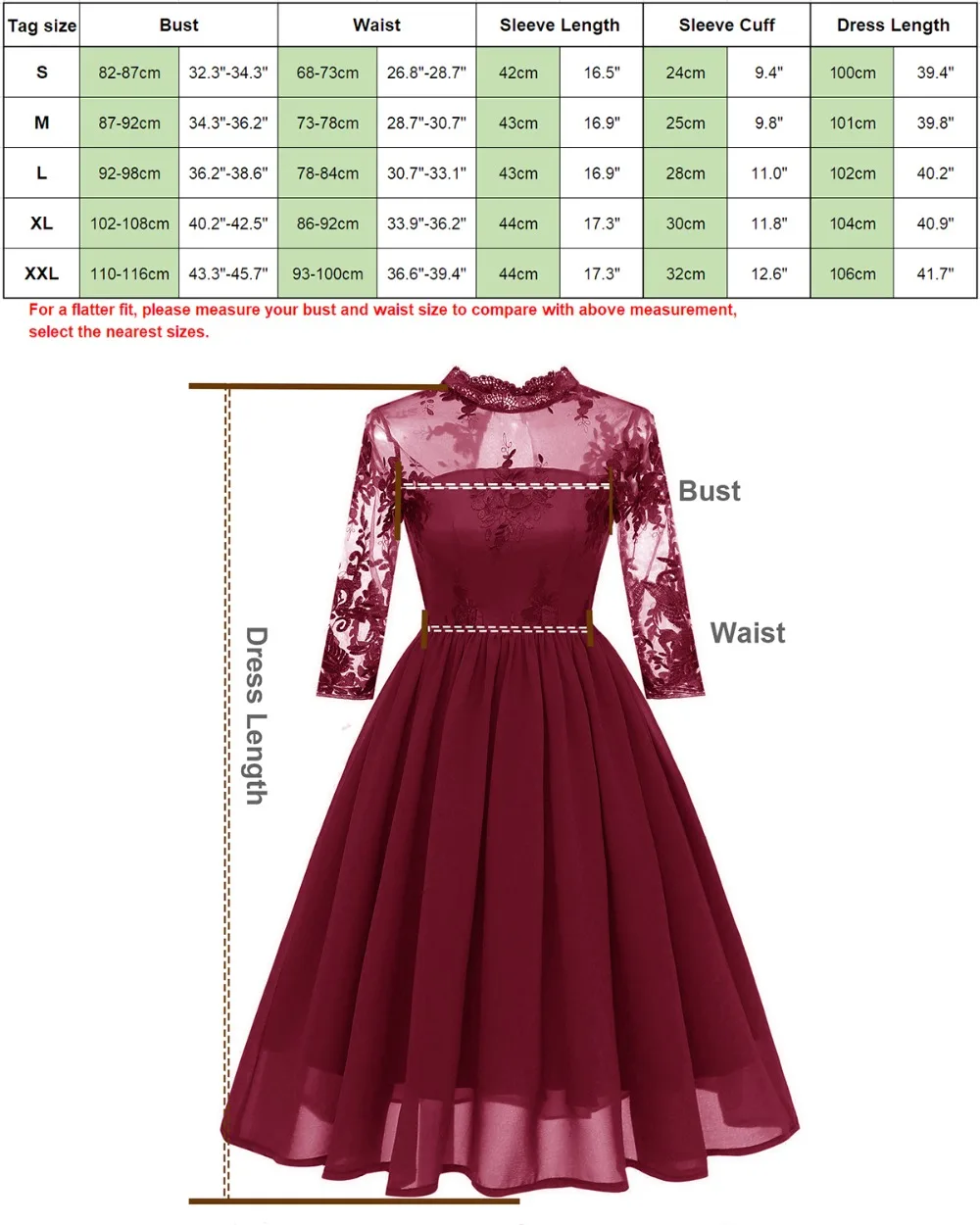Size chart Burgundy 1200x1500