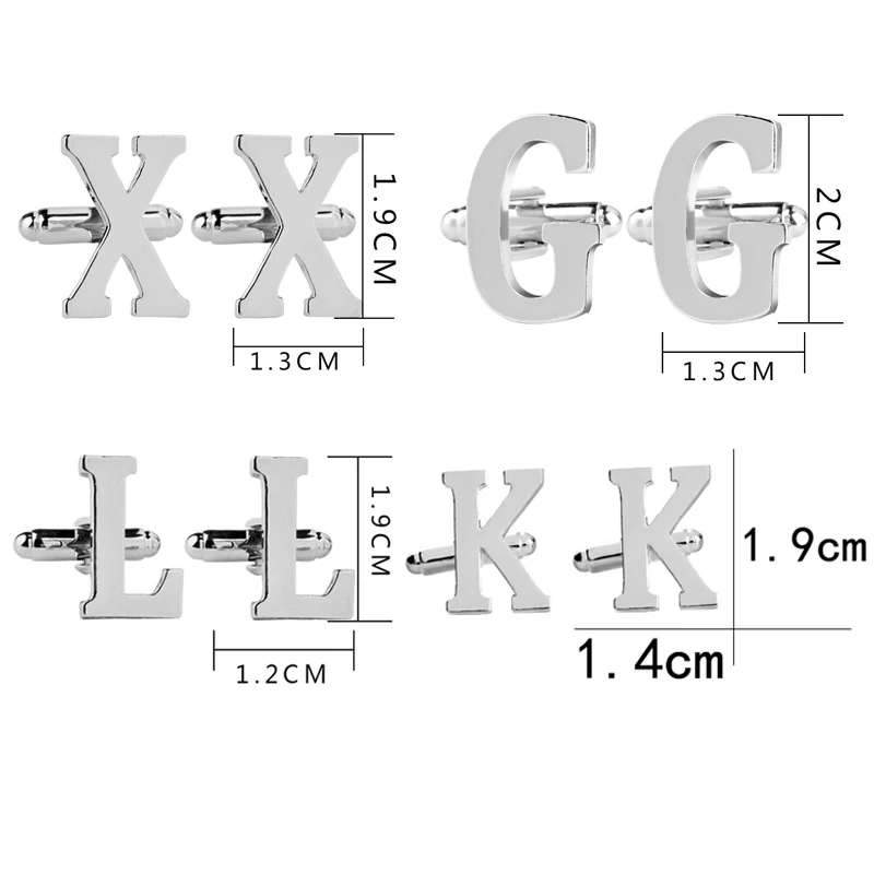Новые модные Для мужчин Начальная буква Бизнес серебристо-алфавитные запонки, запонки Свадебный официально запонка