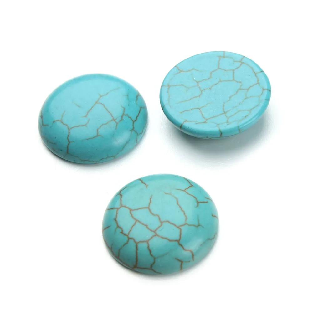 10pcs/lot 20mm Natural Stone Cabochons Green Flat Round Turquoise