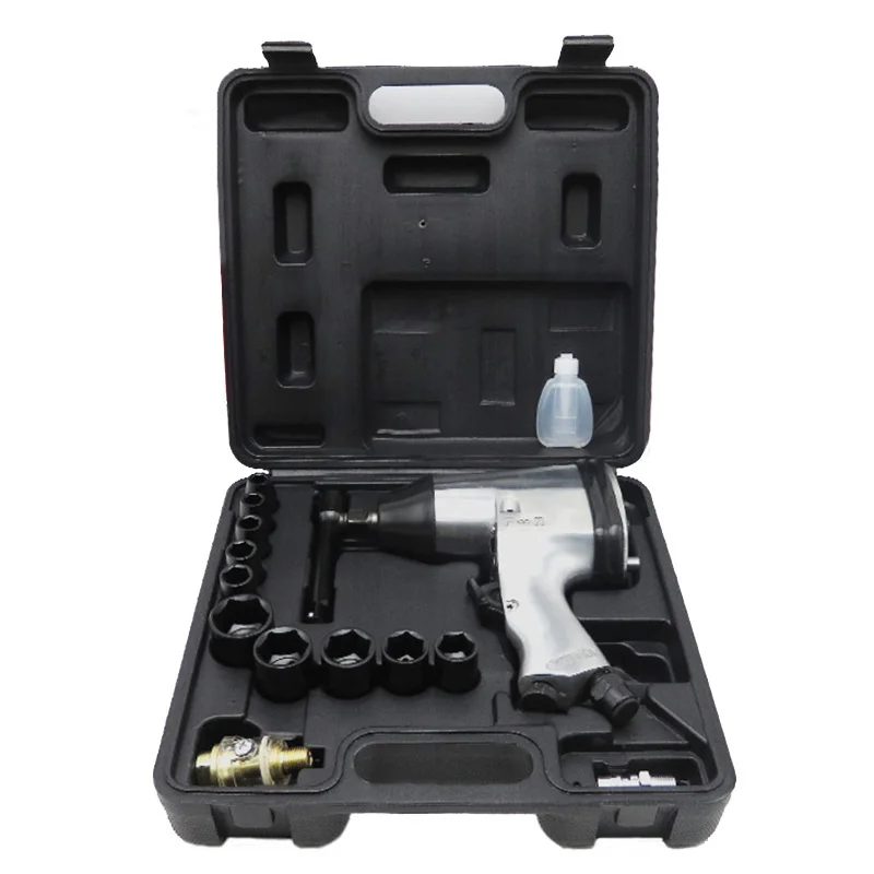 

AA 1/2" Drive Pneumatic Air Impact Wrench Kit Set Single Hammer Front Exhaust With 10 Pieces Sockets