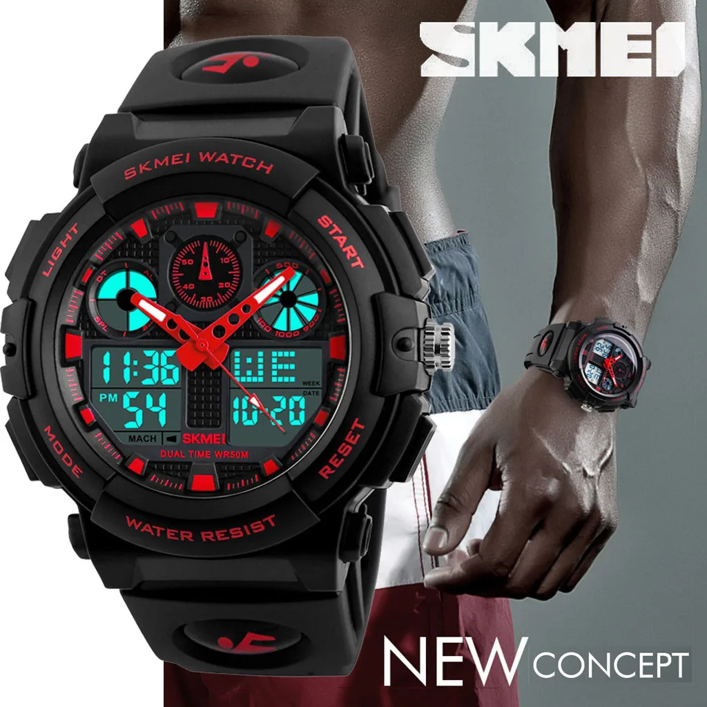 

ISHOWTIENDA Fashion SKMEI Men LED Large Dial Digital Watch High Quality Waterproof Alarm Calendar Sport Watch Wristwatches Hot