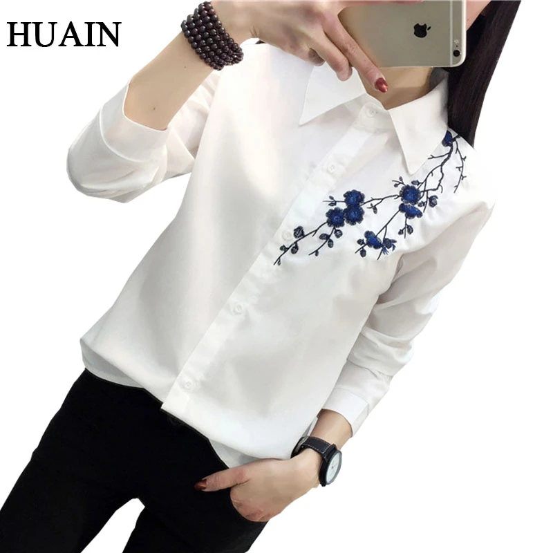 Blusa con bordado Floral, camisas blancas para mujer, novedad de Primavera de 2018, blusas manga a la moda coreana, blusa de otoño para mujer|women shirt|embroidery blouseblouse fashion - AliExpress