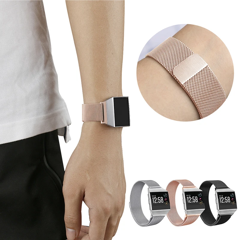 

Magnetic Stainless Steel Smart Ring Bracelet Replacement Bands Clock Watch Replacement Straps For Fitbit Ionic Fitness Bracelet