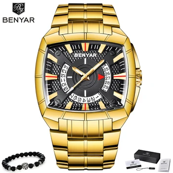 

BENYAR Relogio masculino 2019 Brand Luxury Gold Quartz Watch Men Military Waterproof Sport Watches Men's Casual Business Clock