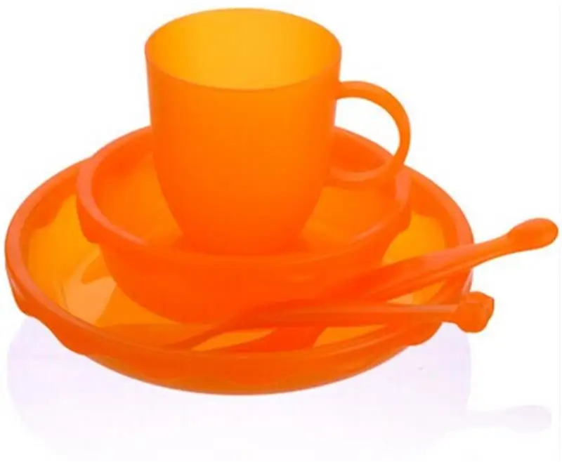 Новинка, детская посуда, BPA, пластиковая посуда для малышей, детская посуда, чашка, вилка, ложка, посуда для малышей - Цвет: orange