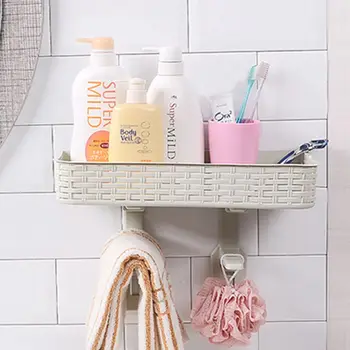 

Double-layer Imitation Rattan Made of Nail-free Storage Shelves Toilet Cover Bathroom Basket