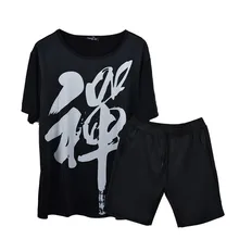 Мужские комплекты летние спортивные костюмы мужская футболка с принтом китайского персонажа sdhyana футболка+ шорты комплект мужской повседневный комплект 6XL