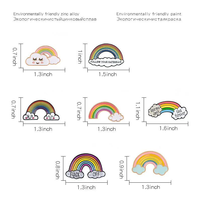 Радуга и облака Эмаль Булавка мультфильм радужные Броши коллекция Модные металлические броши значок Подарки для женщин мужчин детей