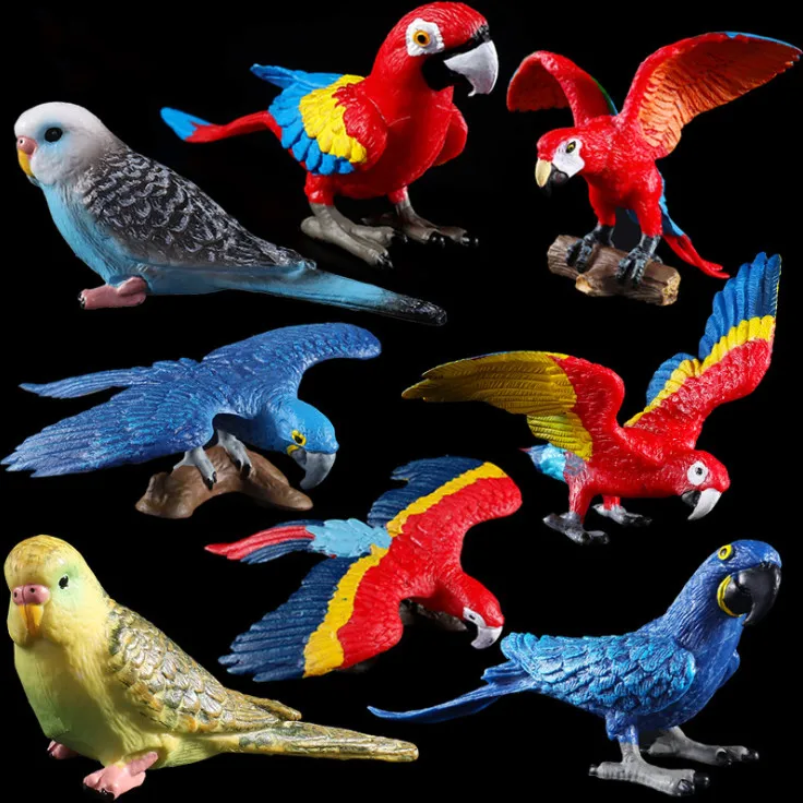 

2019 NEW Plastic Simulated Solid Parrot Models Emulation Action Figure Educational Kids Toys Gift for Children .