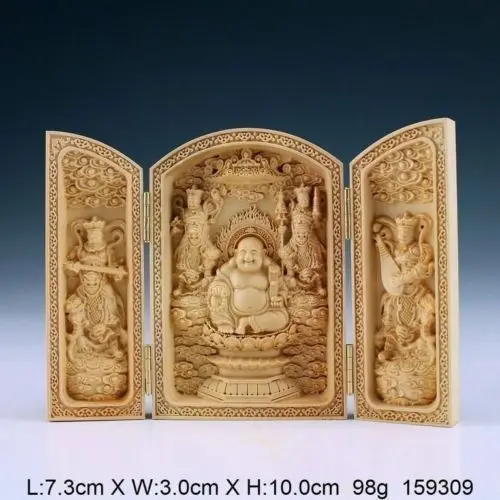 

Hot ! Exquisite Handwork Carved Boxwood Buddha Statue China Calligraphy Box