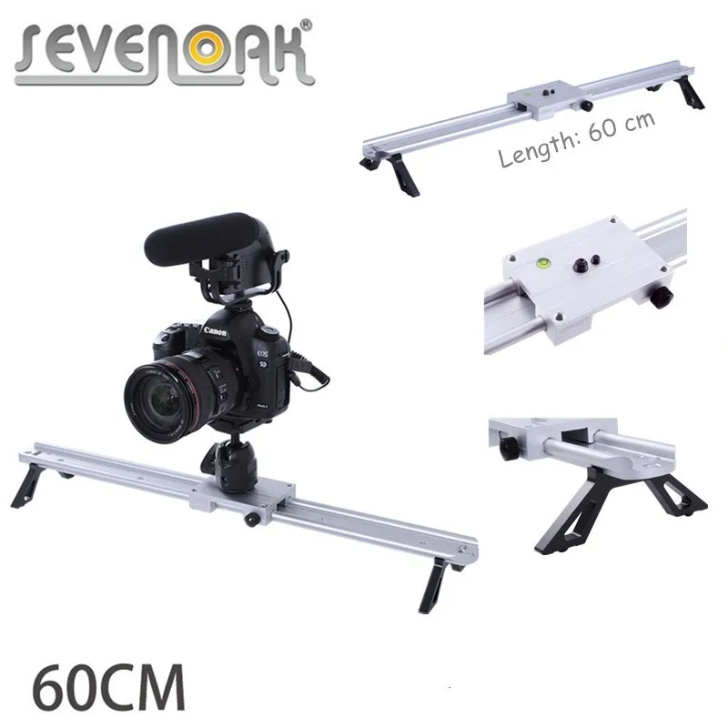 

SevenOak 60cm/24" Video Track Dolly Camera Slider Stabilizer System Aluminum Alloy for Canon Nikon Sony DSLR Cameras Camcorders
