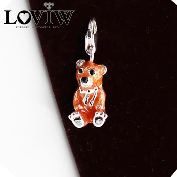 

amiable bear CHARMS pendants with clasp Fit Bracelet & Necklace silver-plate Party accessories European thomas sabor Jewelry