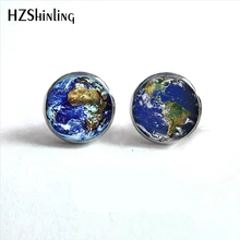 NES-0047 Wereld Aarde Studs Oorbellen Wereldkaart Glas Oorbellen Globe Sieraden Wereld Aarde Stud Oorbellen Voor Vrouw Mannen HZ4(China)