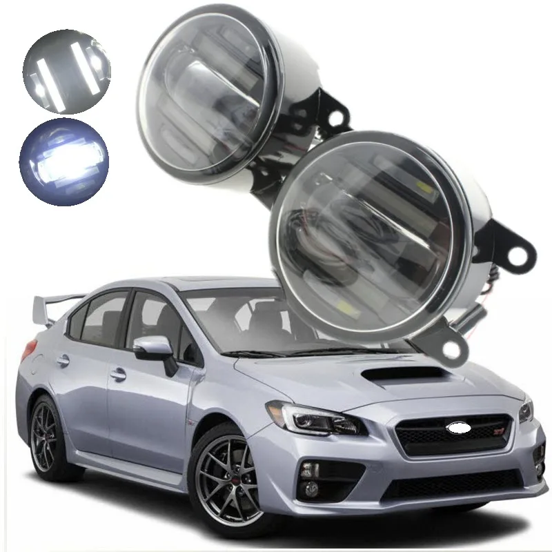 For Subaru WRX STI 2015 2016 2017 2in1 18W LED Fog Lights White Cut Line Lens DRL Daytime