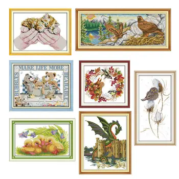 

Bubble Bath Bears Cross Stitch Printed Canvas Cross Stitch Kit Animal DMC 11CT 14CT Cross Stitch Kits Embroidery Needlework Sets