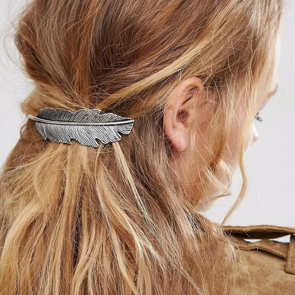 Pretty Large French barrette hair clip vintage boho rustic hair accessory new