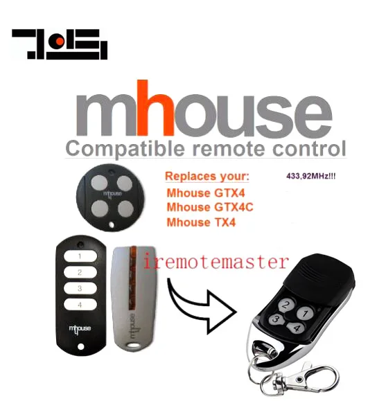 

MHouse GTX4, GTX4C,TX4 garage door transmitter replacement 433mhz rolling code