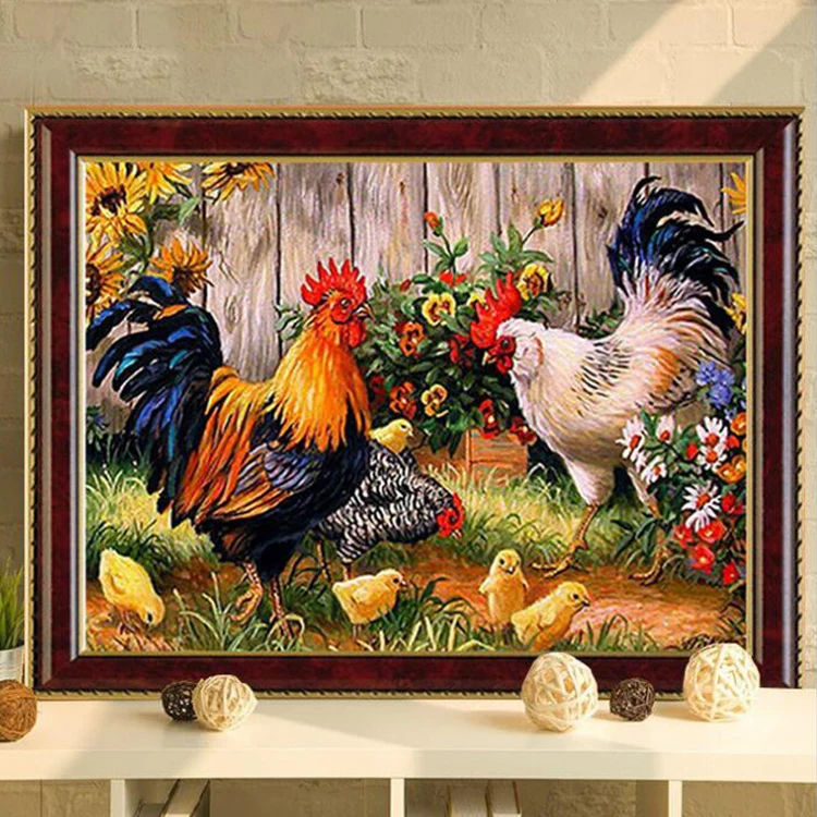 

Diamond mosaic diamond embroidery Chicken magic diamond cross stitch crystal round diamond sets unfinish decorative