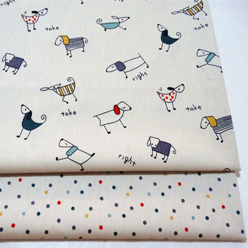 

Brand New Design Cartton Dog & Colorful Polka Dot Printed Cotton Fabric Floral Fabric For DIY Sewing Bedding Quilting Clothing