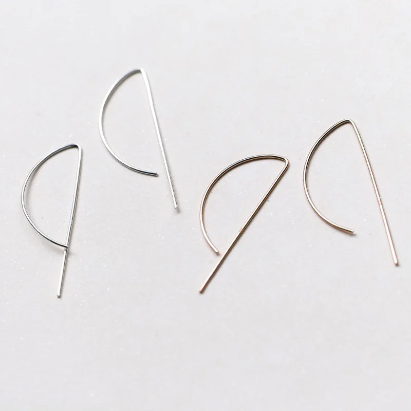 

Minimalism 1pair (SO thin) 100% Real. 925 Sterling Silver Fine Jewelry Geometric "P" Ear dangle earrings GTLE1681