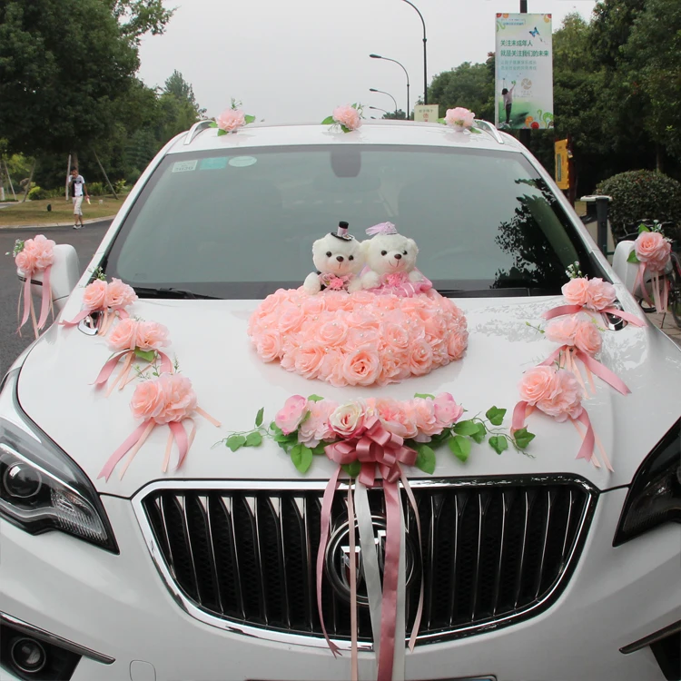 2019 Wedding Car Decoration Flowers Fake Flowers Rose With Bear