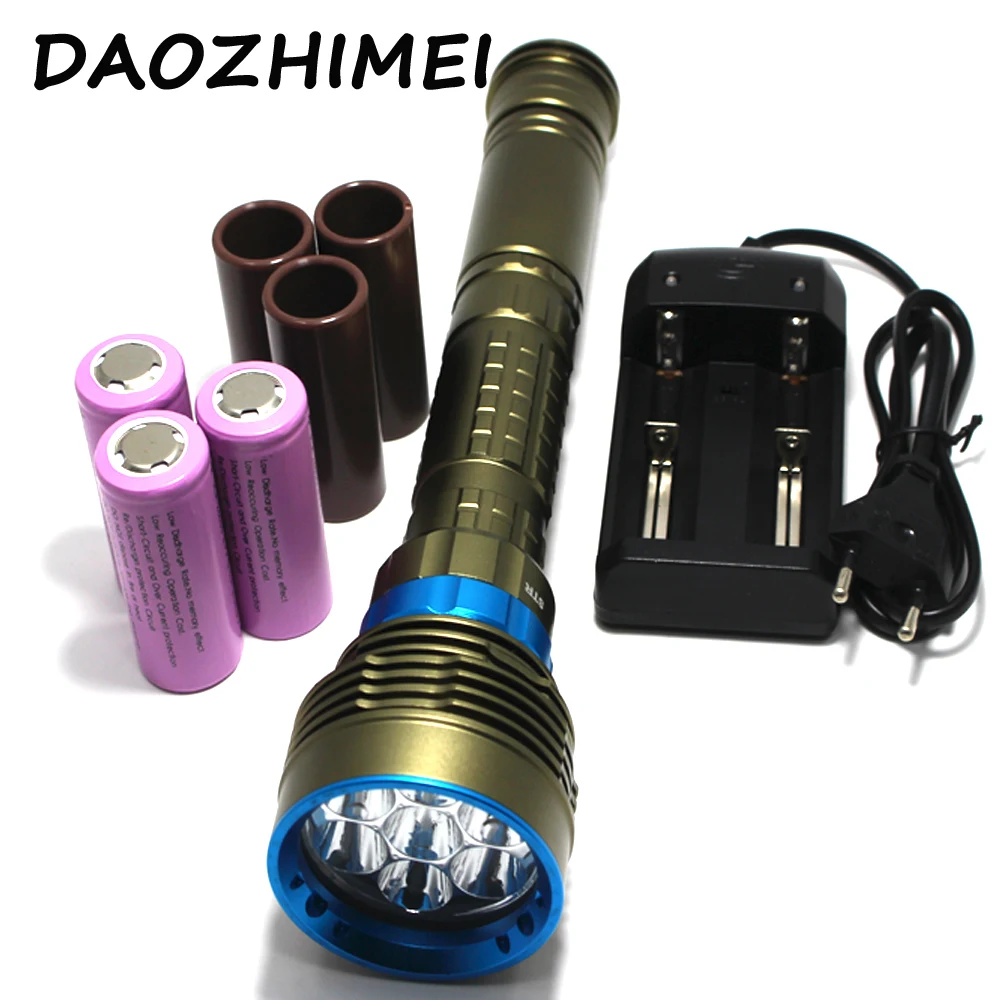 

New SKYRAY diving led flashlight 14000Lm Diving 150M waterproof 7x XM-L2 LED Flashlight Torch + Charger + 3x 26650 Battery