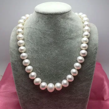 

natural 12-14mm natural freshwater pearl necklace genuine very light FREE shipping