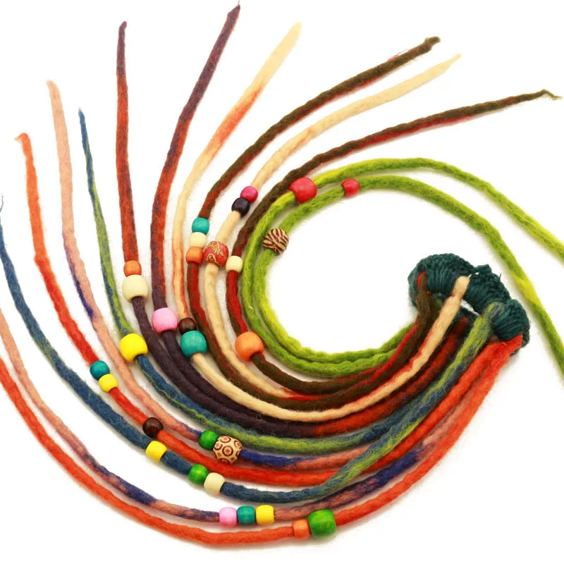 

1bundle 10strands about 1.2m long Nepal felted wool synthetic dreadlocks braids hair for mens