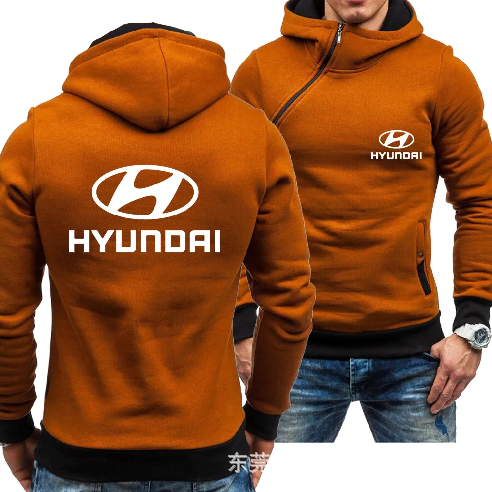 

Hyundai Hoodies Mans Jacket Winter High Quality Men Casual Oblique Zipper Fleece Hyundai Men Sweatshirts Hoody Mens Hoodies