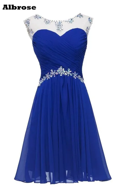 Crystal Rhinestone Short Prom Dresses 2017 Royal Blue 