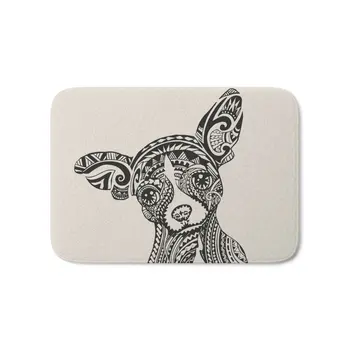 

Polynesian Chihuahua Bath Mat 17" x 24" Pattern Coral Fleece Rug Anti-Slip Doormat Home Decor