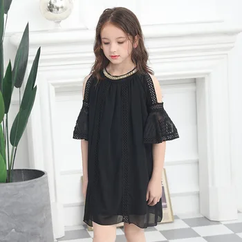 

Girls Chiffon dress European and American children clothing summer new Kids princess short-sleeved dress Korean big girl costume