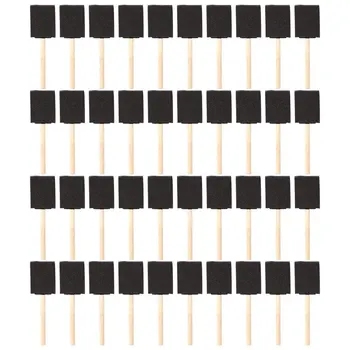 

HOT-2 inch Foam Sponge Wood Handle Paint Brush Set (Value Pack of 40) - Lightweight, durable and great for Acrylics, Stains, V