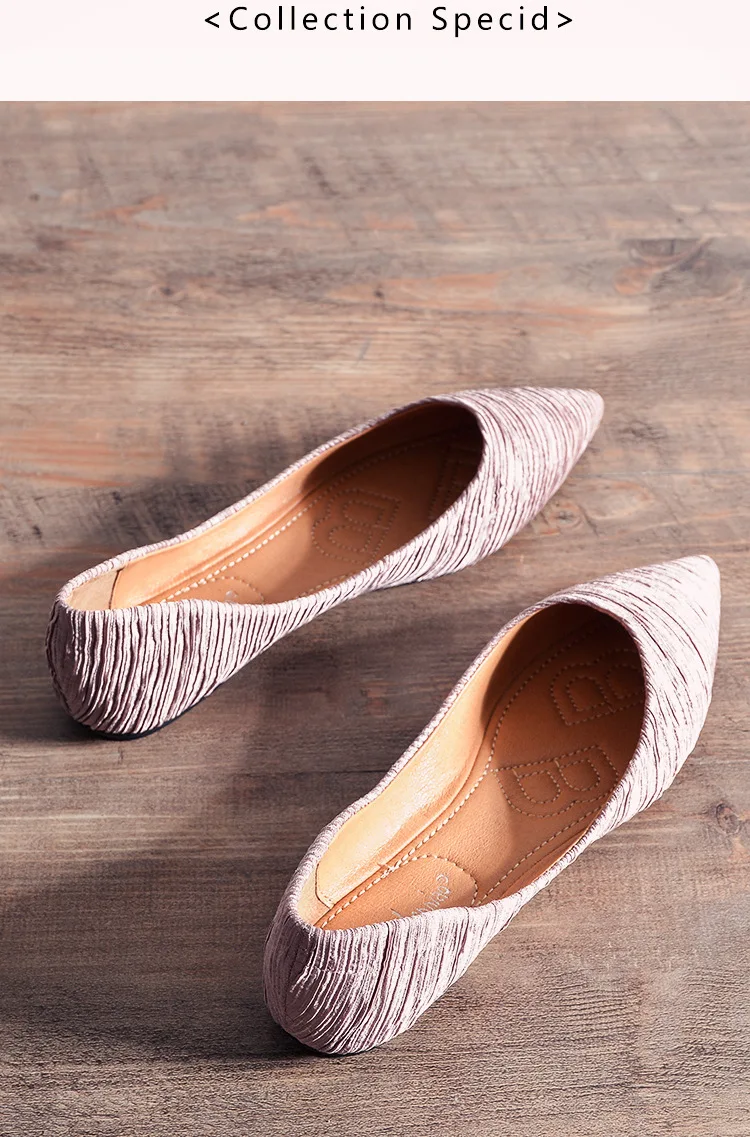 Женская обувь г. Весенне-осенняя новая модная обувь на плоской подошве, элегантный балетный стиль, одноцветная обувь с острым носком без шнуровки, дышащая обувь размера плюс 33-43