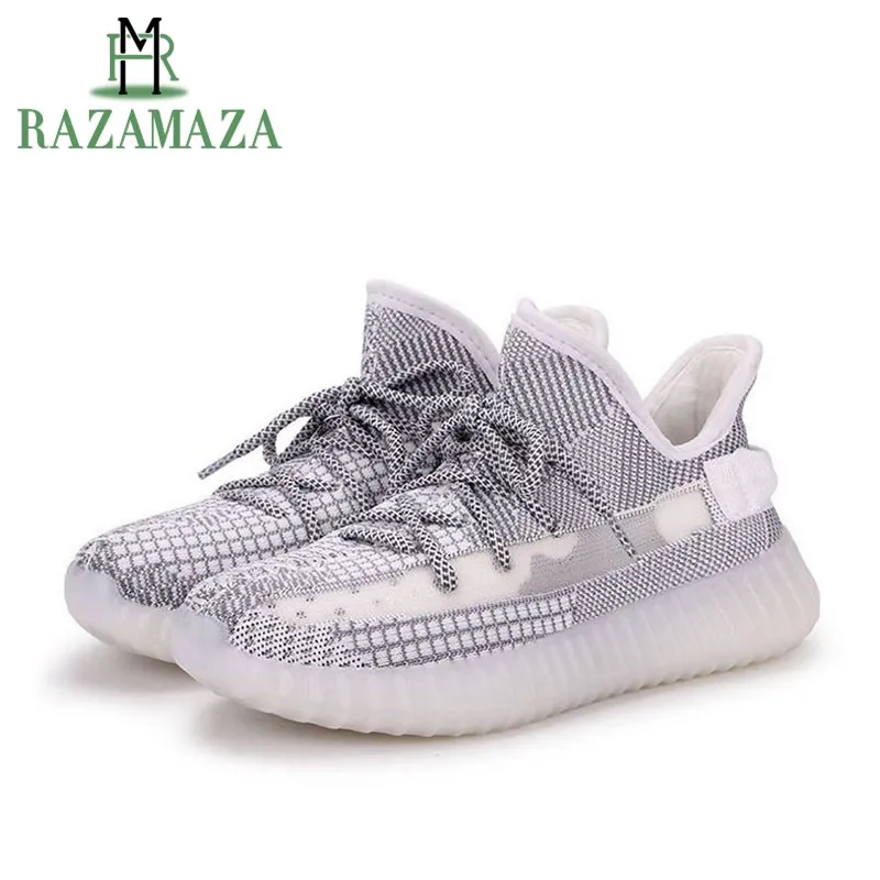 

RAZAMAZA Young Ladies Fashion White Shoes Women Cross Strap Club Mesh Shoes Sneakers Mixed Color Teen Walking Shoes Size 35-39