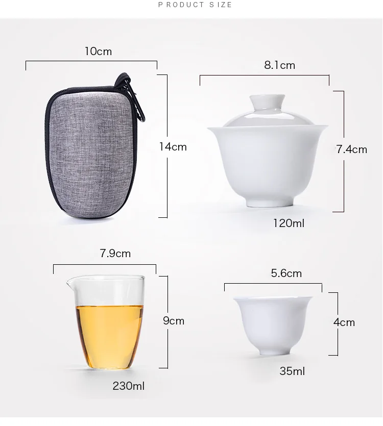 TANGPIN white ceramic teapot kettle gaiwan tea cup chinese teaware portable travel tea sets with travel bag