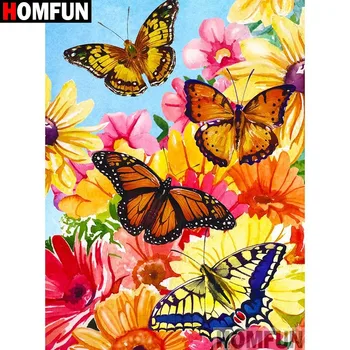 

HOMFUN Full Square/Round Drill 5D DIY Diamond Painting "Butterfly landscape" Embroidery Cross Stitch 5D Home Decor Gift A17965