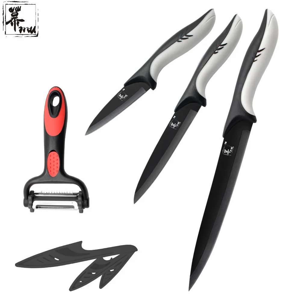 MU Brand Eco Friendly Plastic Handle Kitchen Knife Set 3.5" 5" 8