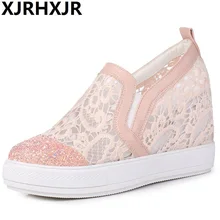 XJRHXJR/шикарные элегантные лоферы; женская повседневная обувь на шнуровке с круглым носком; женская модная Милая увеличенная платформа; женская обувь розового цвета