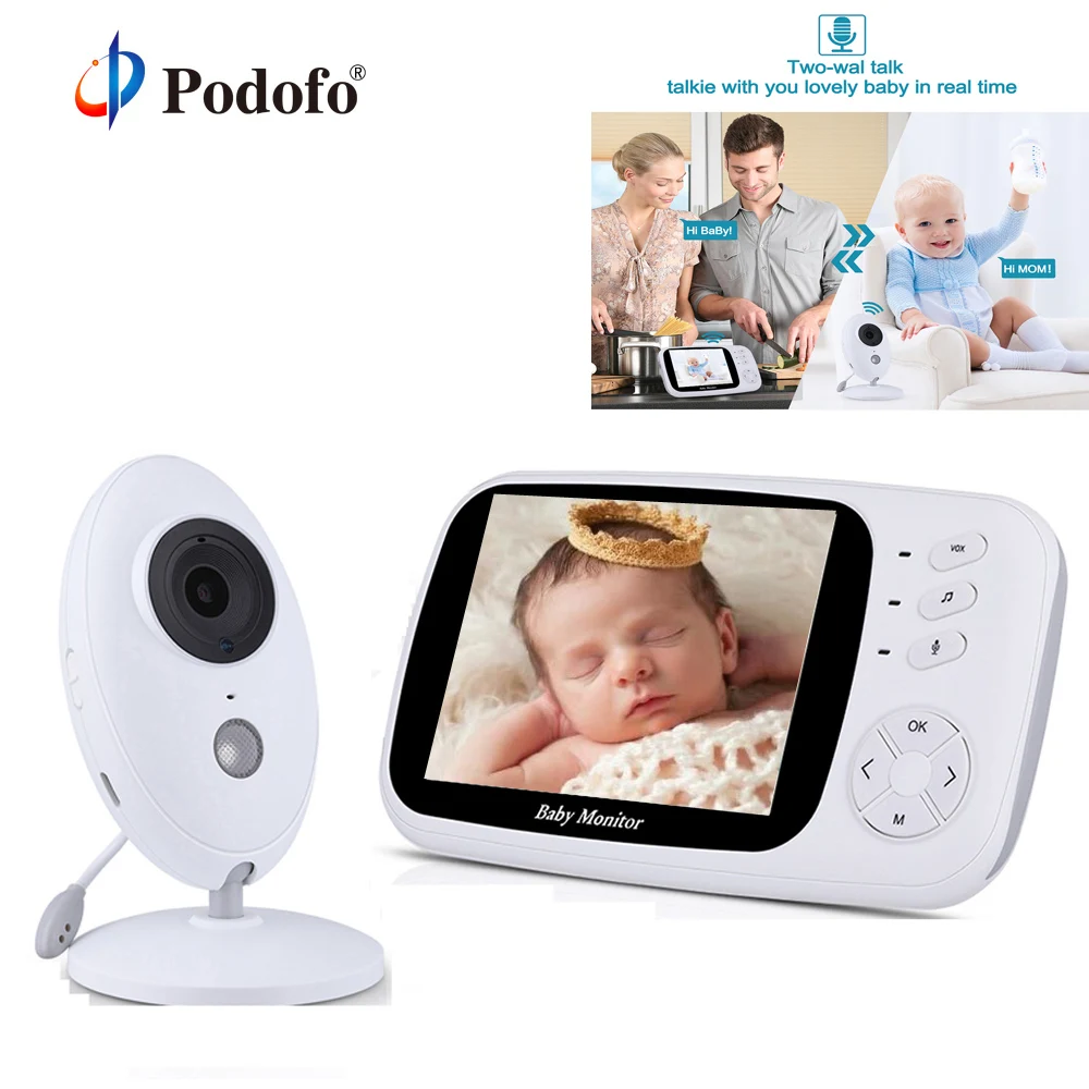 

Podofo Wireless 3.5'' Baby Monitor Digital Video Audio Music Portable Infant Camera Nanny Monitor Temperature Sensor Intercom