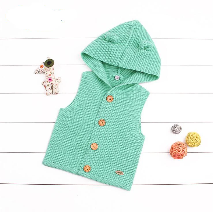 Одежда для новорожденных мальчиков, Детская куртка, осенне-зимний вязаный кардиган, теплые свитера, модное пальто с капюшоном и длинными рукавами, одежда для мальчиков - Цвет: Green