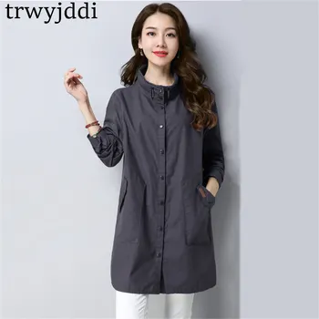 

2020 New Spring Autumn Trench Coats for Women Outerwear Single-breasted Standing collar Windbreaker Coat Plus Size N311