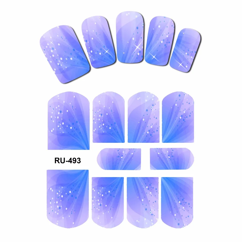 UPRETTEGO дизайн ногтей Вода Наклейка полное покрытие цветок рентгеновский прозрачный лепестки цветок розы красный синий RU493-498