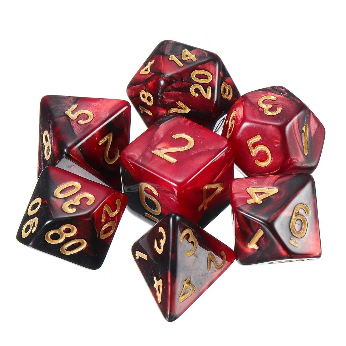 7 шт многогранные акриловые игральные кости игрушки игровые кубики реквизит для DnD TRPG RPG детей математические образовательные цифровые кости подарок с сумкой для хранения