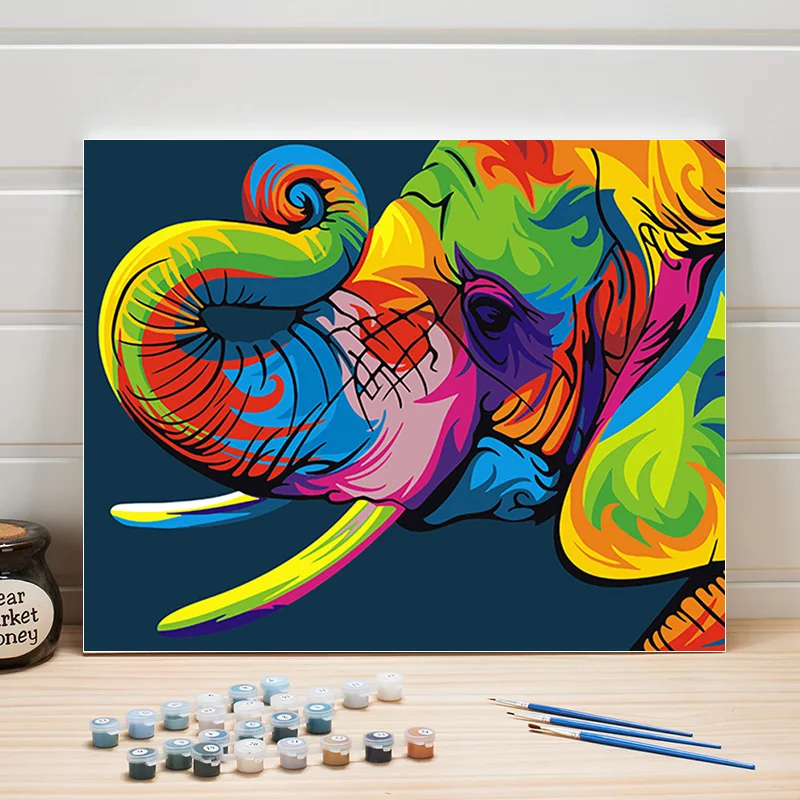 

Colorful Elephant Coloring By Number 40x50 Abstract Paint Acrylics Canvas Paintings Numbers Wall Pictures For Bedroom Decor Kits