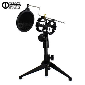 

Desktop Metal Recording Microphone Stand Desk Wind Screen Pop Filter Holder Tripod Spider Mic Shock Mount For MXL 603 606 CR21