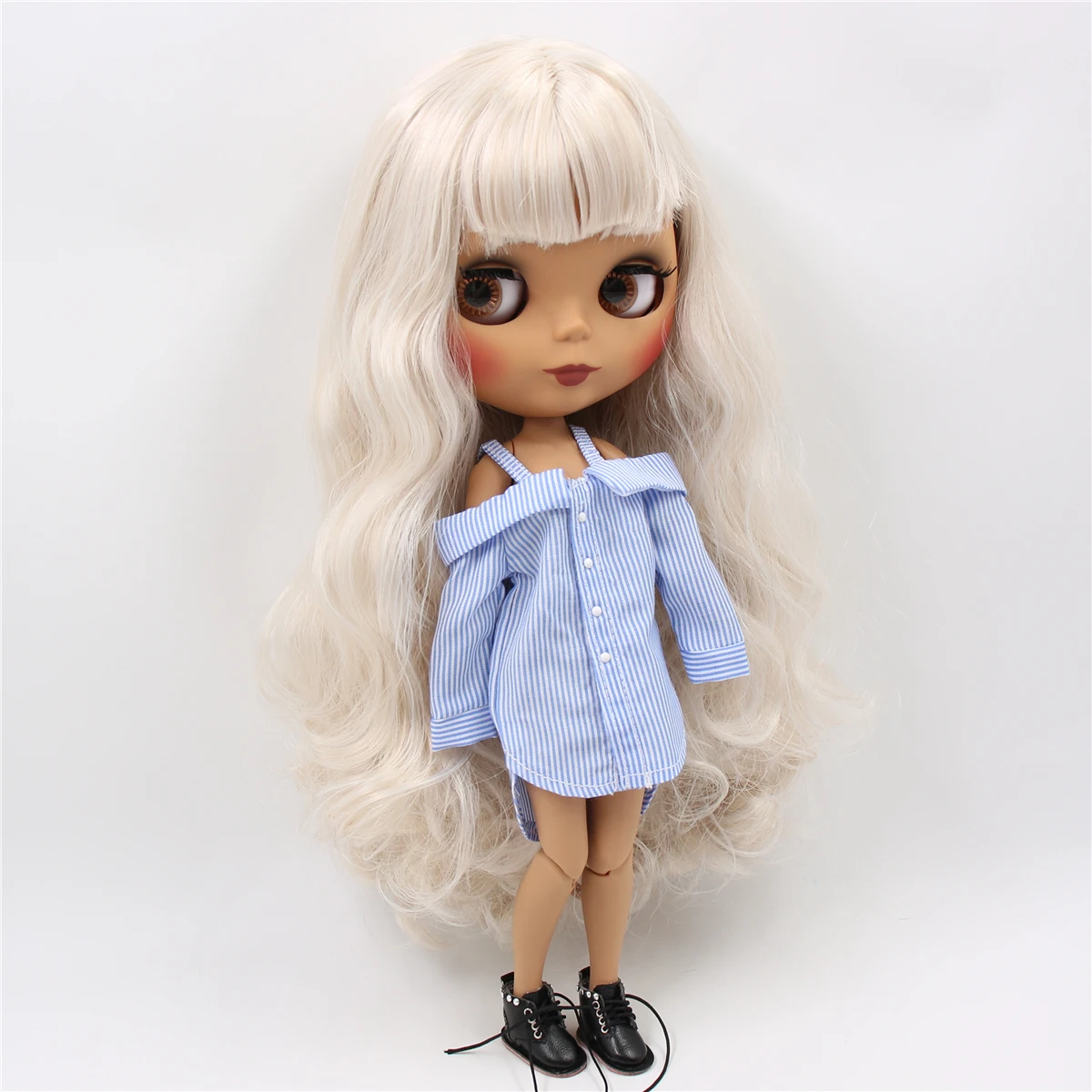 Neo Blythe Doll with Multi-Color Hair, Dark Skin, Matte Cute Face & Custom Jointed Body 3