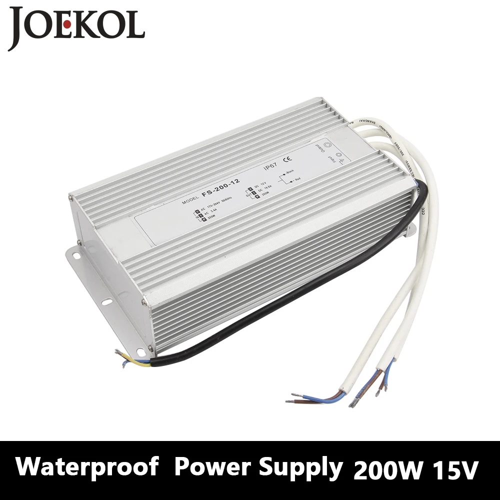 

Led Driver Transformer Waterproof Switching Power Supply Adapter,,AC170-260V To DC15V 200W Waterproof Outdoor IP67 Led Strip