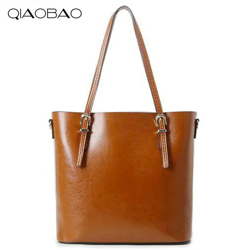 

QIAO BAO Women famous brands 100% genuine leather bag women Large capacity designer shoulder bag 2019 fashion bolsos totes